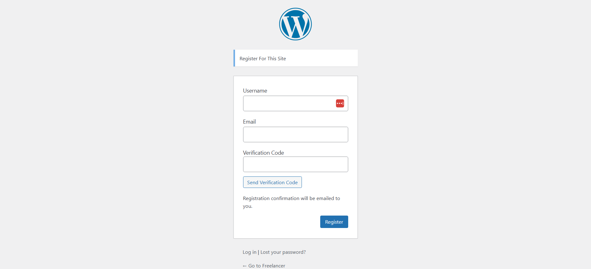 Verification field on WordPress registration form